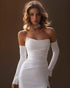 Simple Sweetheart Satin Mermaid Wedding Dress with Slit Sleeves